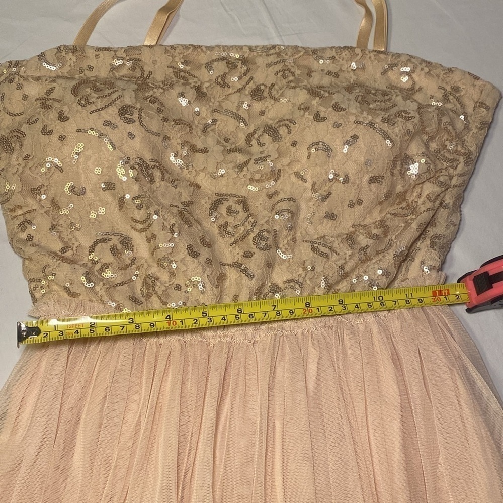 Chelsea & Violet Pink and Champagne Beige Tulle Party Mini Dress Size Large NWT - Picture 10 of 14